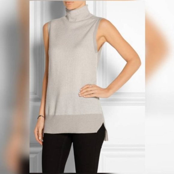 DUFFY Agate and Ice White Two-Tone Ribbed Cashmere Top - Picture 8 of 8